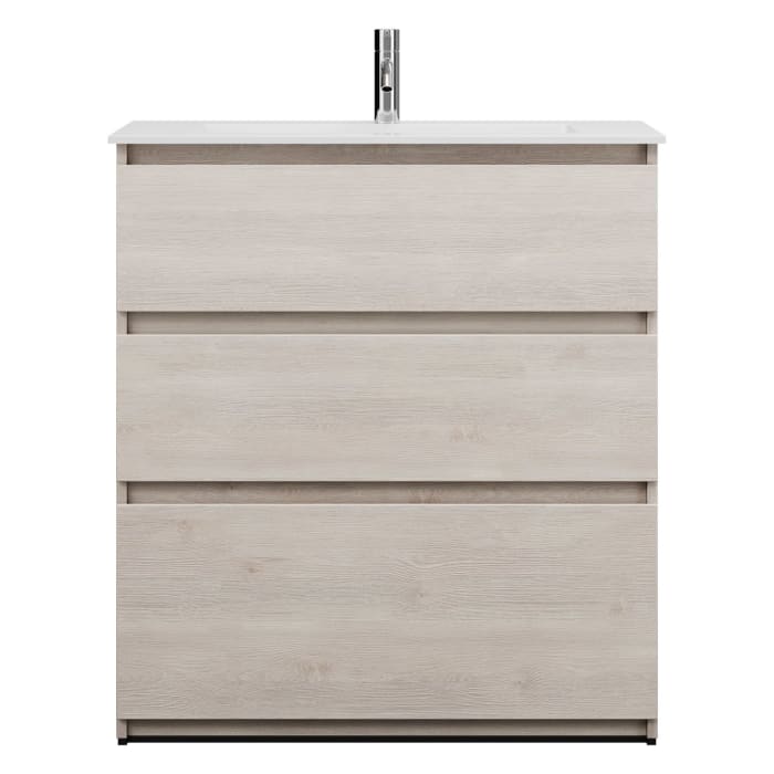 burgbad Lin20 Waschtischunterschrank mit Mineralguss-Waschtisch 82 cm, 3 Auszüge