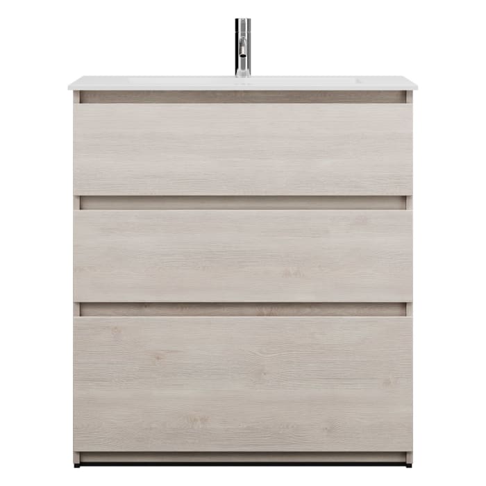 burgbad Lin20 Waschtischunterschrank mit Mineralguss-Waschtisch 82 cm, 3 Auszüge