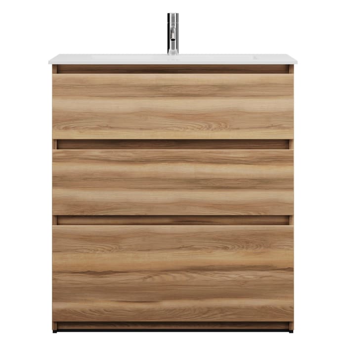 burgbad Lin20 Waschtischunterschrank mit Mineralguss-Waschtisch 82 cm, 3 Auszüge