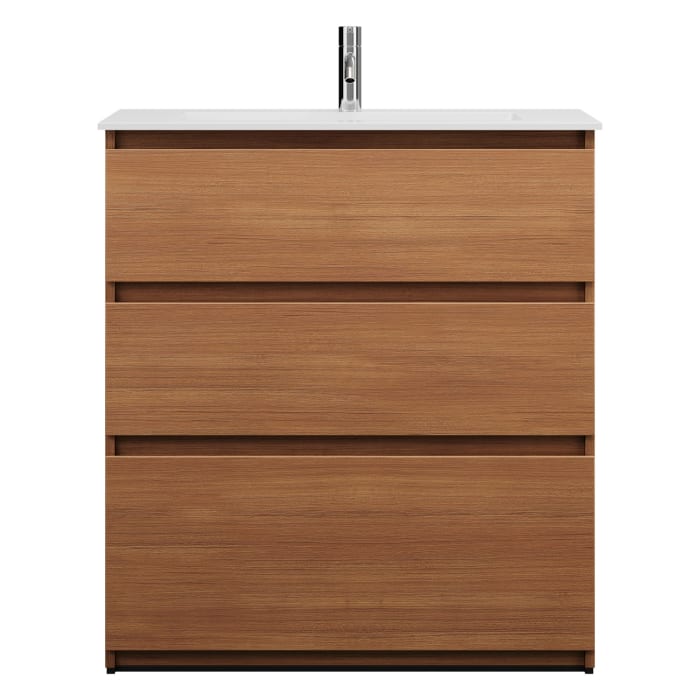 burgbad Lin20 Waschtischunterschrank mit Mineralguss-Waschtisch 82 cm, 3 Auszüge