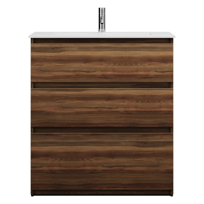 burgbad Lin20 Waschtischunterschrank mit Mineralguss-Waschtisch 82 cm, 3 Auszüge