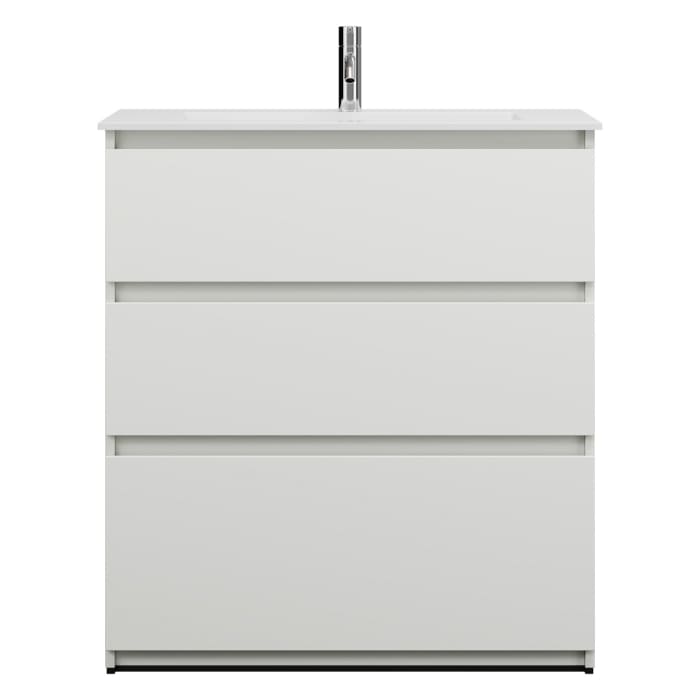 burgbad Lin20 Waschtischunterschrank mit Mineralguss-Waschtisch 82 cm, 3 Auszüge