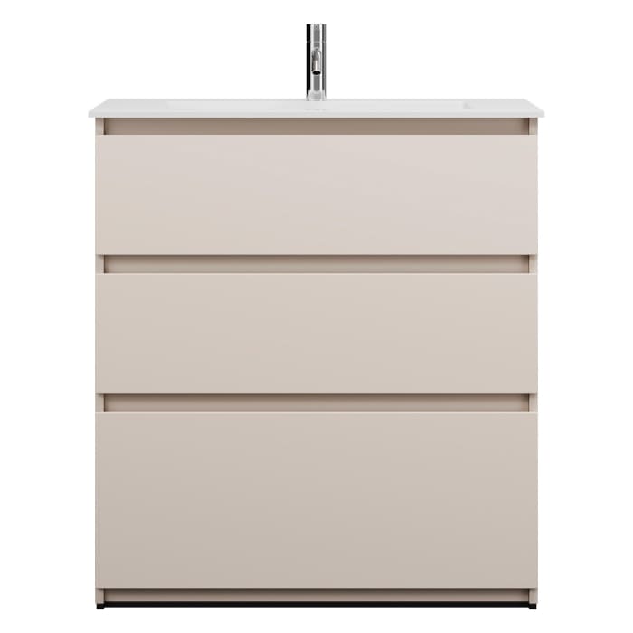 burgbad Lin20 Waschtischunterschrank mit Mineralguss-Waschtisch 82 cm, 3 Auszüge