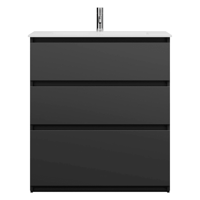 burgbad Lin20 Waschtischunterschrank mit Mineralguss-Waschtisch 82 cm, 3 Auszüge