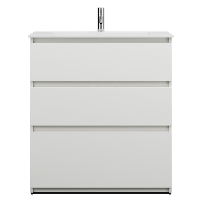 burgbad Lin20 Waschtischunterschrank mit Mineralguss-Waschtisch 82 cm, 3 Auszüge