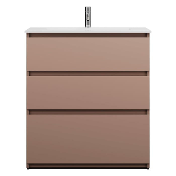 burgbad Lin20 Waschtischunterschrank mit Mineralguss-Waschtisch 82 cm, 3 Auszüge