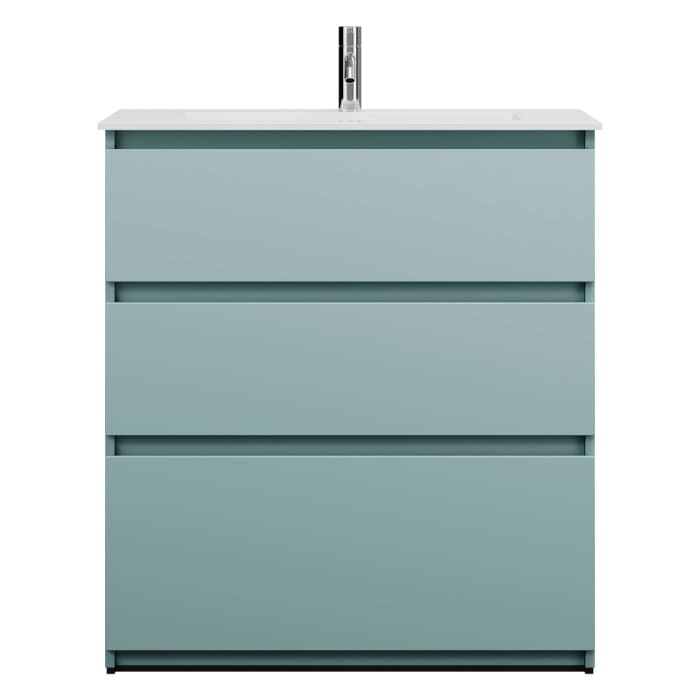 burgbad Lin20 Waschtischunterschrank mit Mineralguss-Waschtisch 82 cm, 3 Auszüge