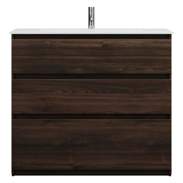 burgbad Lin20 Waschtischunterschrank mit Mineralguss-Waschtisch 102 cm, 3 Auszüge