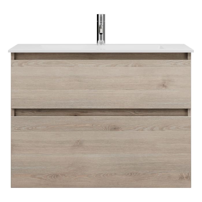 burgbad Lin20 Waschtischunterschrank mit Mineralguss-Waschtisch 82 cm, 2 Auszüge