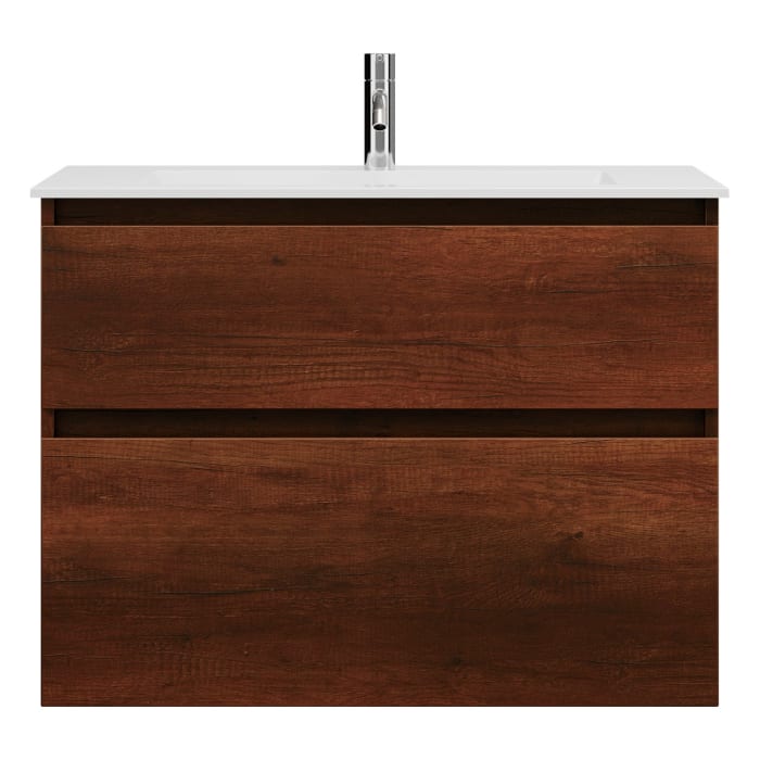 burgbad Lin20 Waschtischunterschrank mit Mineralguss-Waschtisch 82 cm, 2 Auszüge