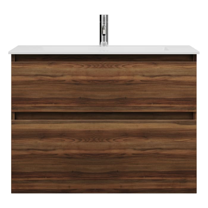 burgbad Lin20 Waschtischunterschrank mit Mineralguss-Waschtisch 82 cm, 2 Auszüge