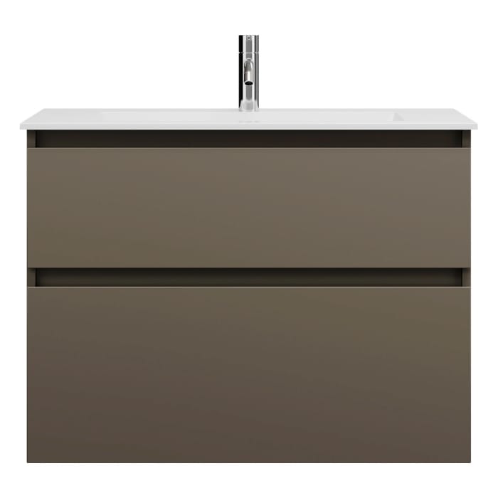 burgbad Lin20 Waschtischunterschrank mit Mineralguss-Waschtisch 82 cm, 2 Auszüge