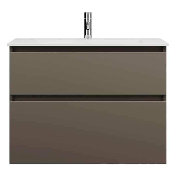 burgbad Lin20 Waschtischunterschrank mit Mineralguss-Waschtisch 82 cm, 2 Auszüge