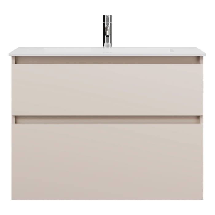 burgbad Lin20 Waschtischunterschrank mit Mineralguss-Waschtisch 82 cm, 2 Auszüge