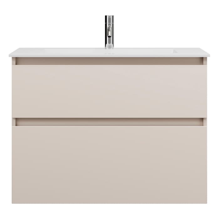 burgbad Lin20 Waschtischunterschrank mit Mineralguss-Waschtisch 82 cm, 2 Auszüge