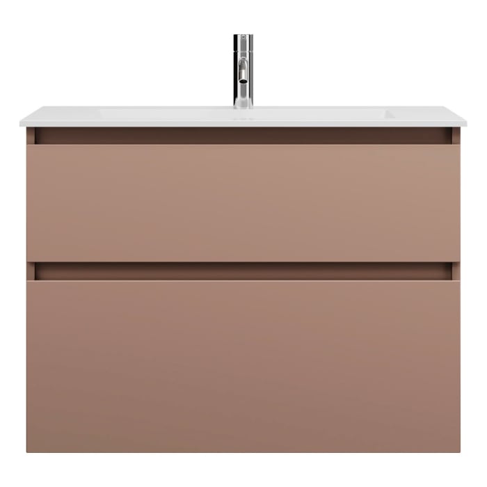 burgbad Lin20 Waschtischunterschrank mit Mineralguss-Waschtisch 82 cm, 2 Auszüge