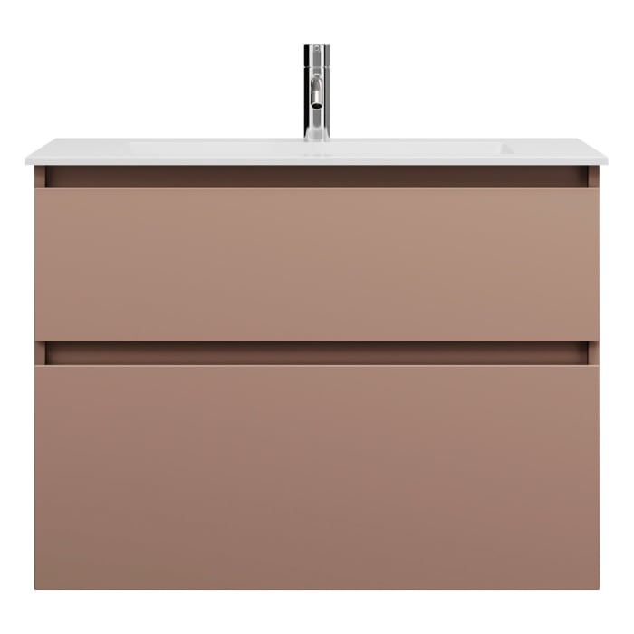 burgbad Lin20 Waschtischunterschrank mit Mineralguss-Waschtisch 82 cm, 2 Auszüge