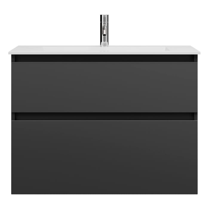 burgbad Lin20 Waschtischunterschrank mit Mineralguss-Waschtisch 82 cm, 2 Auszüge