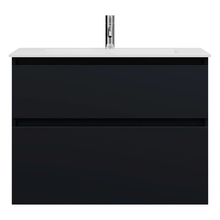 burgbad Lin20 Waschtischunterschrank mit Mineralguss-Waschtisch 82 cm, 2 Auszüge