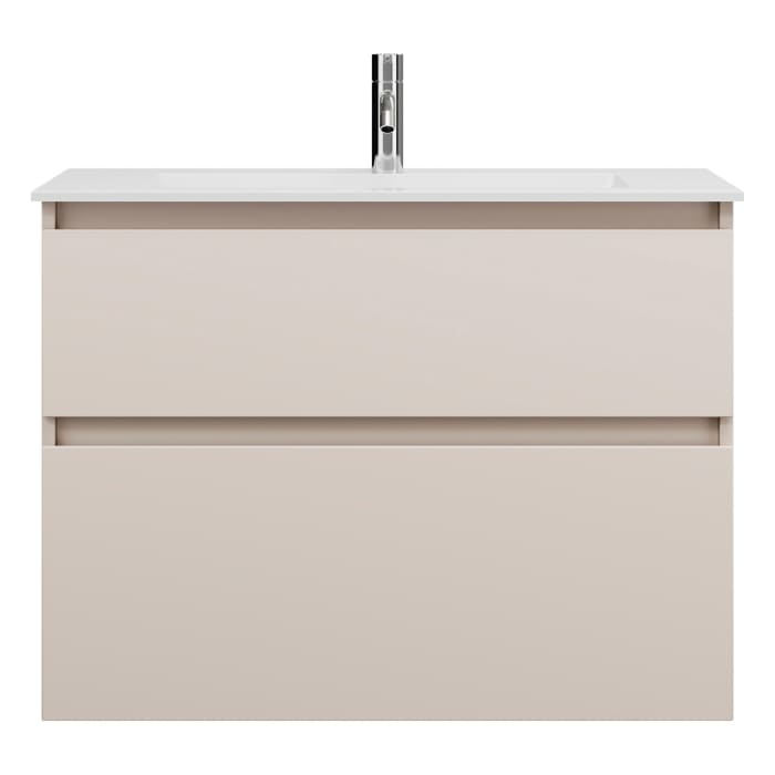 burgbad Lin20 Waschtischunterschrank mit Mineralguss-Waschtisch 82 cm, 2 Auszüge