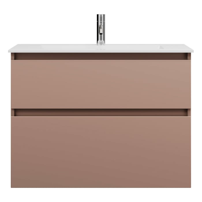 burgbad Lin20 Waschtischunterschrank mit Mineralguss-Waschtisch 82 cm, 2 Auszüge