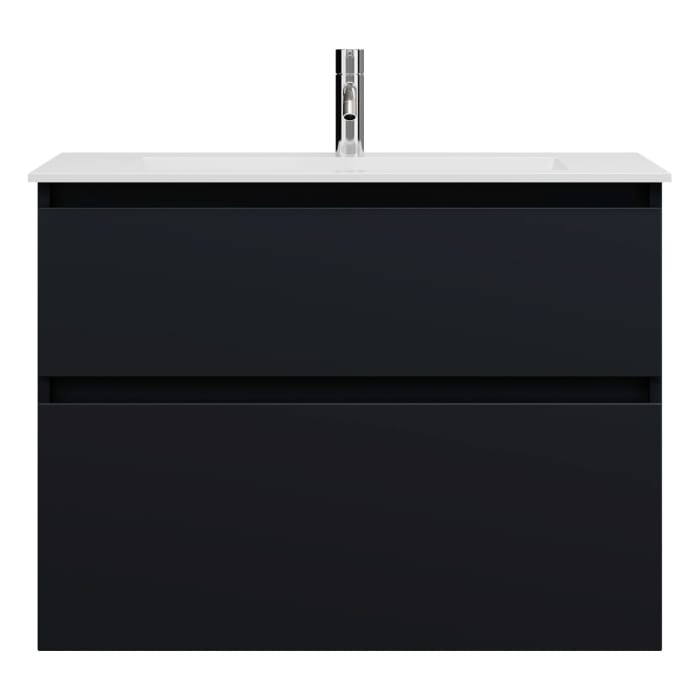 burgbad Lin20 Waschtischunterschrank mit Mineralguss-Waschtisch 82 cm, 2 Auszüge