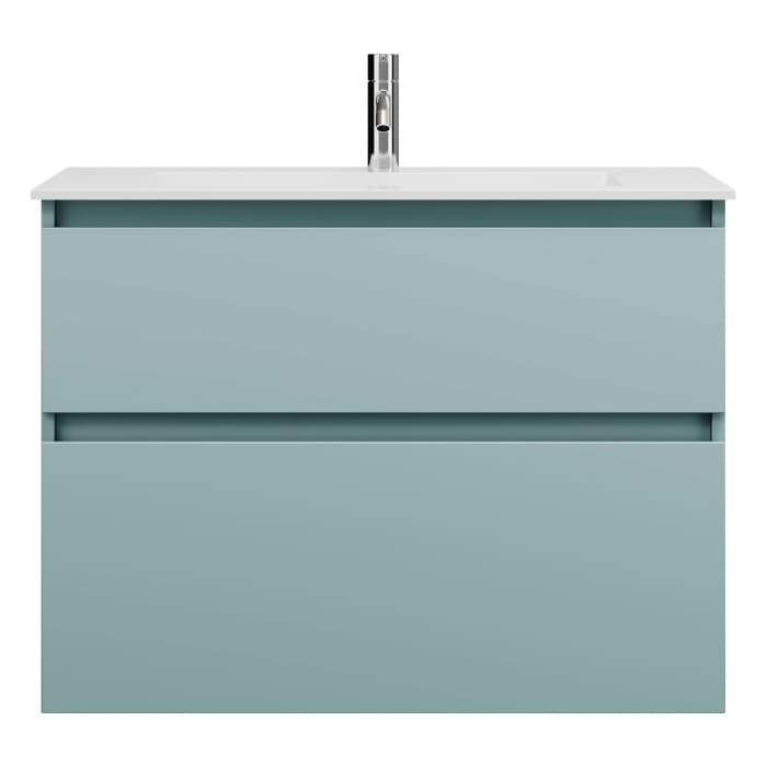 burgbad Lin20 Waschtischunterschrank mit Mineralguss-Waschtisch 82 cm, 2 Auszüge
