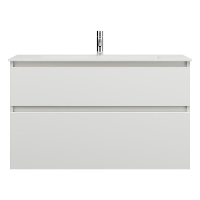 burgbad Lin20 Waschtischunterschrank mit Mineralguss-Waschtisch 102 cm, 2 Auszüge