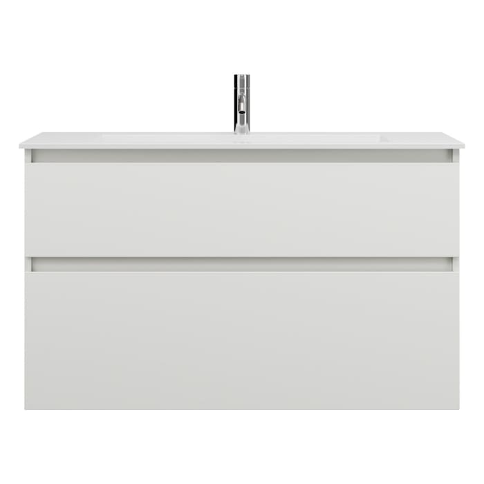 burgbad Lin20 Waschtischunterschrank mit Mineralguss-Waschtisch 102 cm, 2 Auszüge