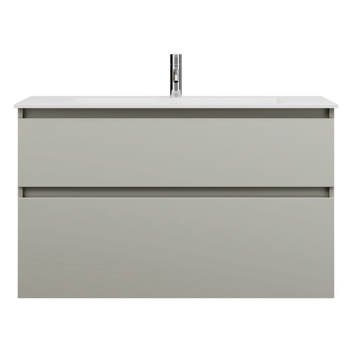 burgbad Lin20 Waschtischunterschrank mit Mineralguss-Waschtisch 102 cm, 2 Auszüge