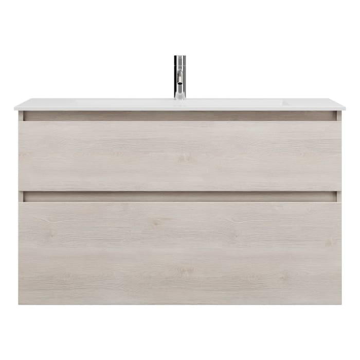 burgbad Lin20 Waschtischunterschrank mit Mineralguss-Waschtisch 102 cm, 2 Auszüge