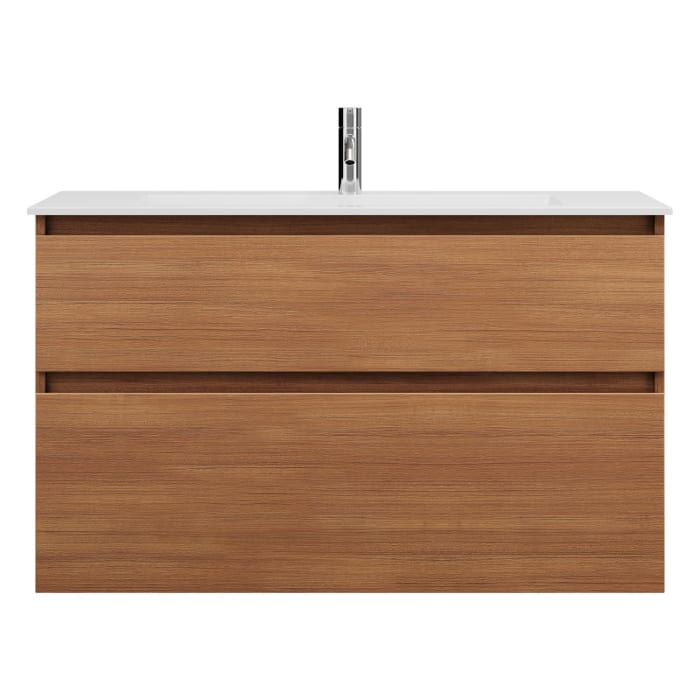 burgbad Lin20 Waschtischunterschrank mit Mineralguss-Waschtisch 102 cm, 2 Auszüge