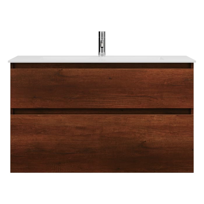 burgbad Lin20 Waschtischunterschrank mit Mineralguss-Waschtisch 102 cm, 2 Auszüge