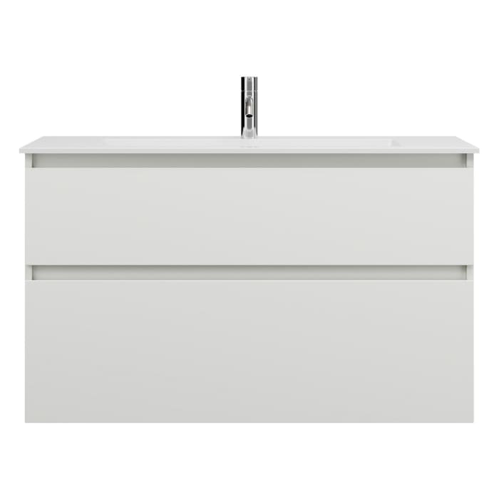 burgbad Lin20 Waschtischunterschrank mit Mineralguss-Waschtisch 102 cm, 2 Auszüge