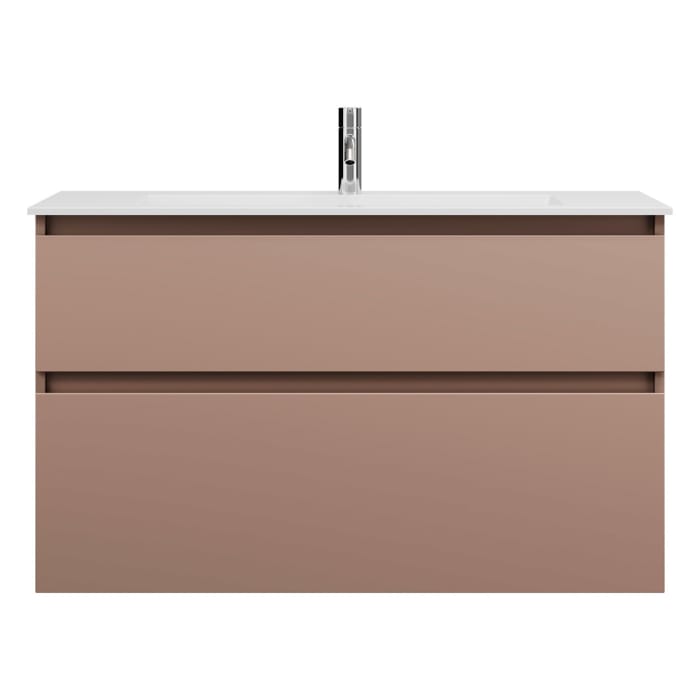 burgbad Lin20 Waschtischunterschrank mit Mineralguss-Waschtisch 102 cm, 2 Auszüge