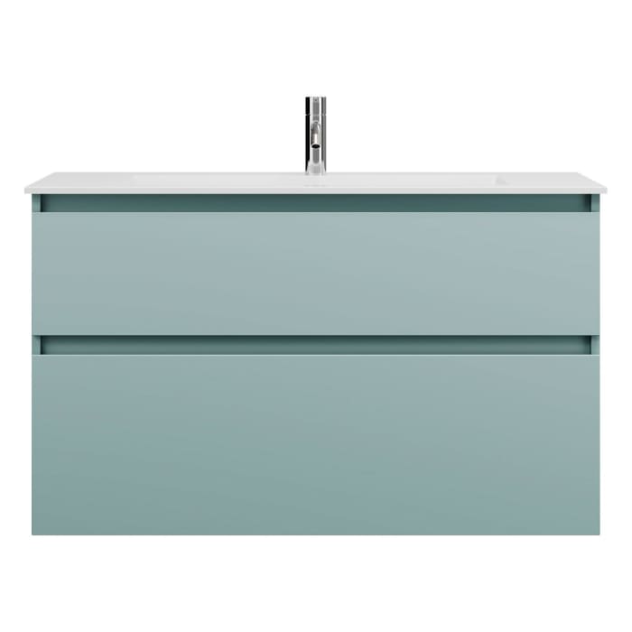 burgbad Lin20 Waschtischunterschrank mit Mineralguss-Waschtisch 102 cm, 2 Auszüge