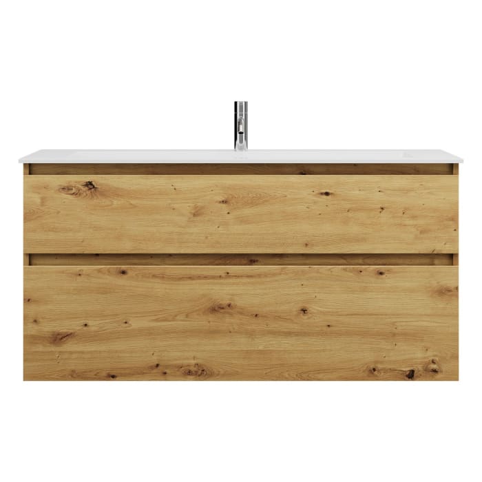 burgbad Lin20 Waschtischunterschrank mit Mineralguss-Waschtisch 122 cm, 2 Auszüge