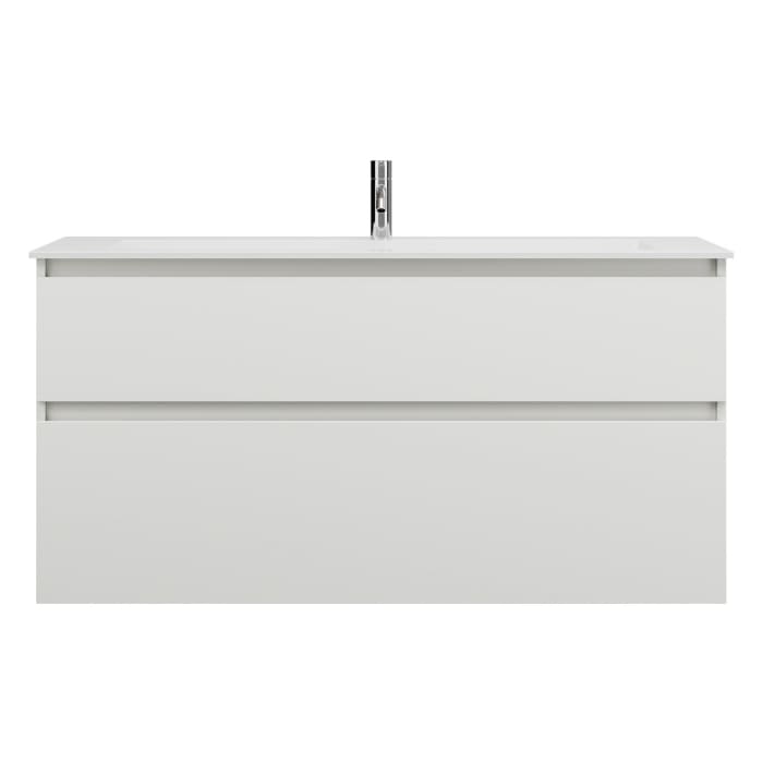 burgbad Lin20 Waschtischunterschrank mit Mineralguss-Waschtisch 122 cm, 2 Auszüge