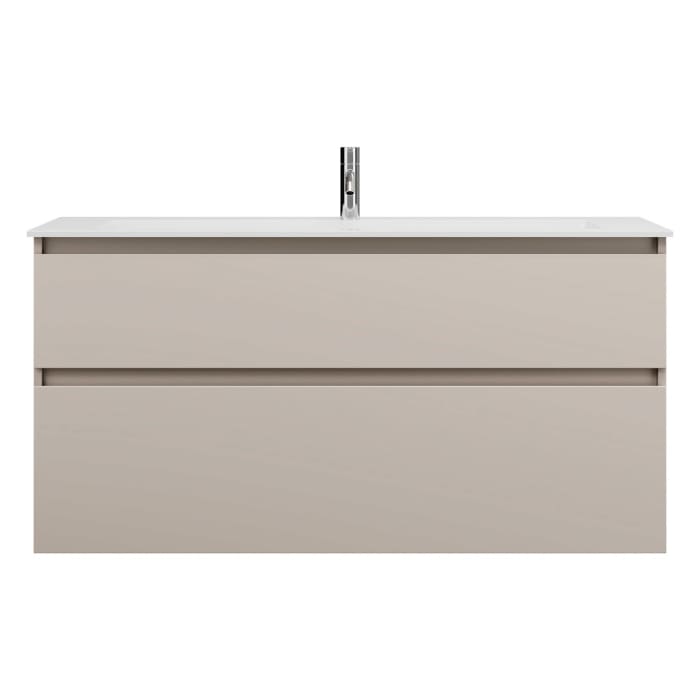 burgbad Lin20 Waschtischunterschrank mit Mineralguss-Waschtisch 122 cm, 2 Auszüge