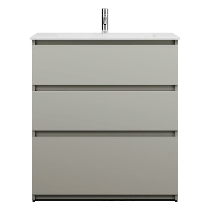 burgbad Lin20 Waschtischunterschrank mit Mineralguss-Waschtisch 82 cm, 3 Auszüge