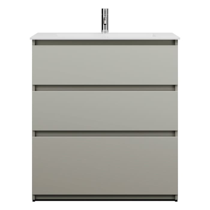 burgbad Lin20 Waschtischunterschrank mit Mineralguss-Waschtisch 82 cm, 3 Auszüge