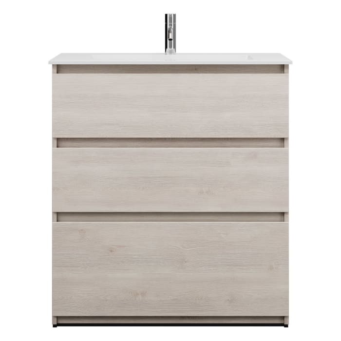 burgbad Lin20 Waschtischunterschrank mit Mineralguss-Waschtisch 82 cm, 3 Auszüge