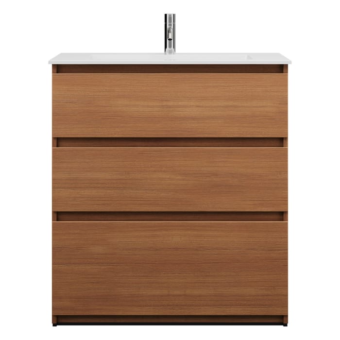 burgbad Lin20 Waschtischunterschrank mit Mineralguss-Waschtisch 82 cm, 3 Auszüge