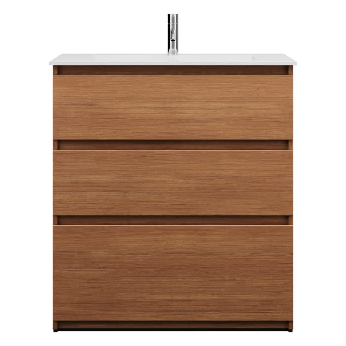 burgbad Lin20 Waschtischunterschrank mit Mineralguss-Waschtisch 82 cm, 3 Auszüge