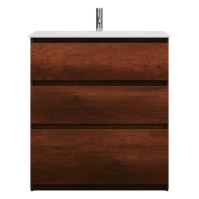 burgbad Lin20 Waschtischunterschrank mit Mineralguss-Waschtisch 82 cm, 3 Auszüge