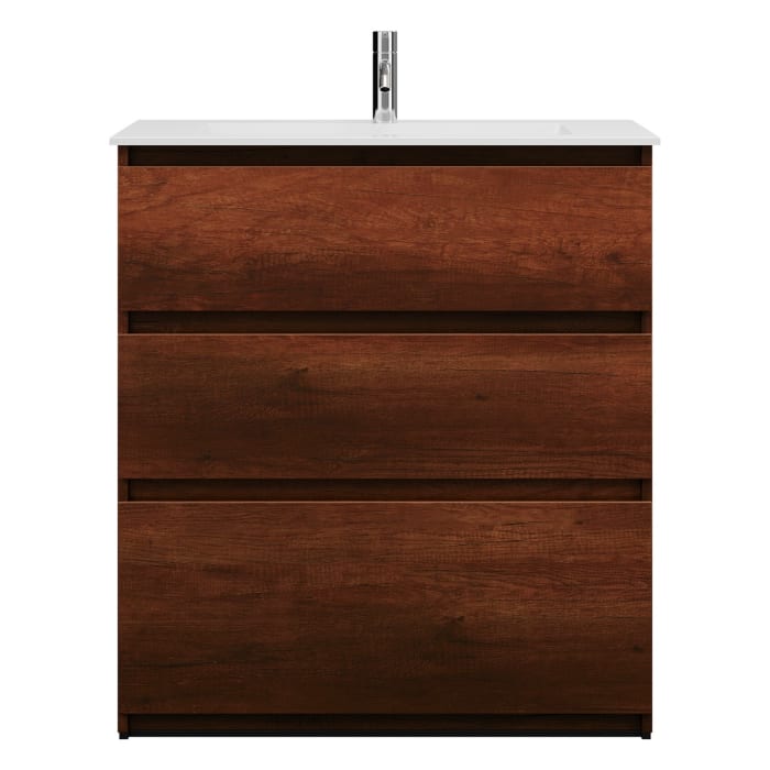 burgbad Lin20 Waschtischunterschrank mit Mineralguss-Waschtisch 82 cm, 3 Auszüge