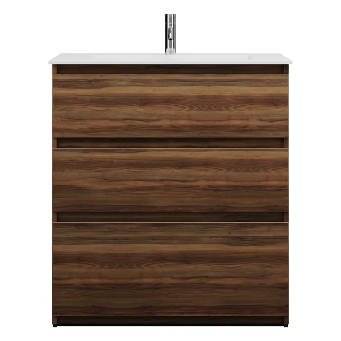 burgbad Lin20 Waschtischunterschrank mit Mineralguss-Waschtisch 82 cm, 3 Auszüge