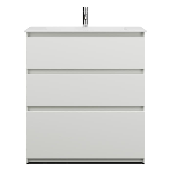 burgbad Lin20 Waschtischunterschrank mit Mineralguss-Waschtisch 82 cm, 3 Auszüge