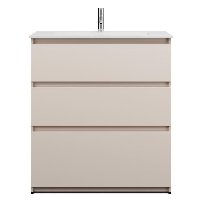 burgbad Lin20 Waschtischunterschrank mit Mineralguss-Waschtisch 82 cm, 3 Auszüge