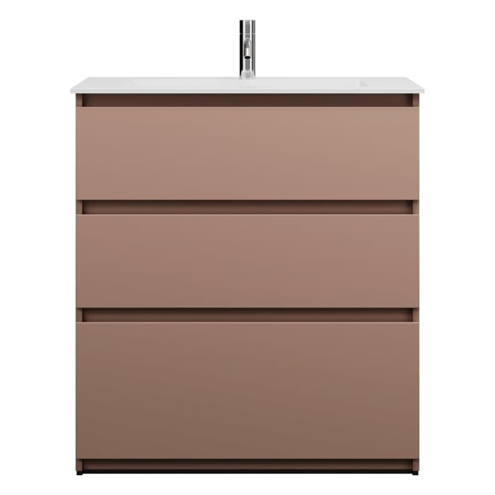 burgbad Lin20 Waschtischunterschrank mit Mineralguss-Waschtisch 82 cm, 3 Auszüge